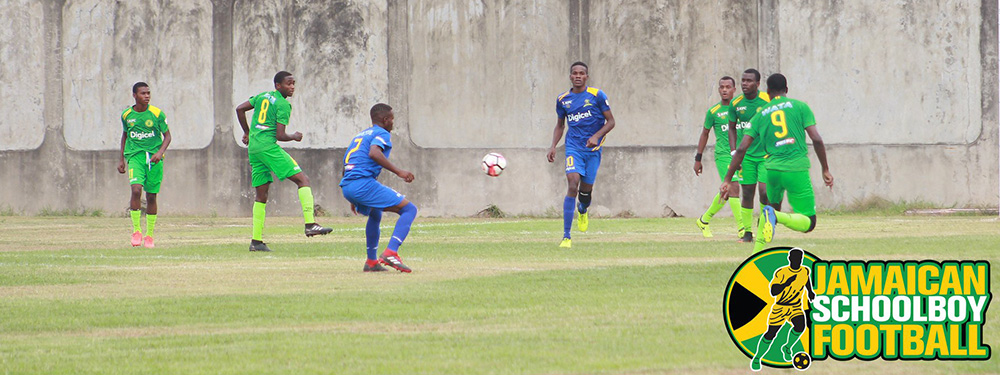 St. Jago vs Denham Town action at Prison Oval